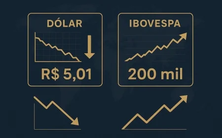 Dólar cai a R$ 5,01 e Ibovespa mira 200 mil