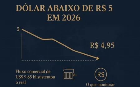 Dólar abaixo de R$ 5 em 2026