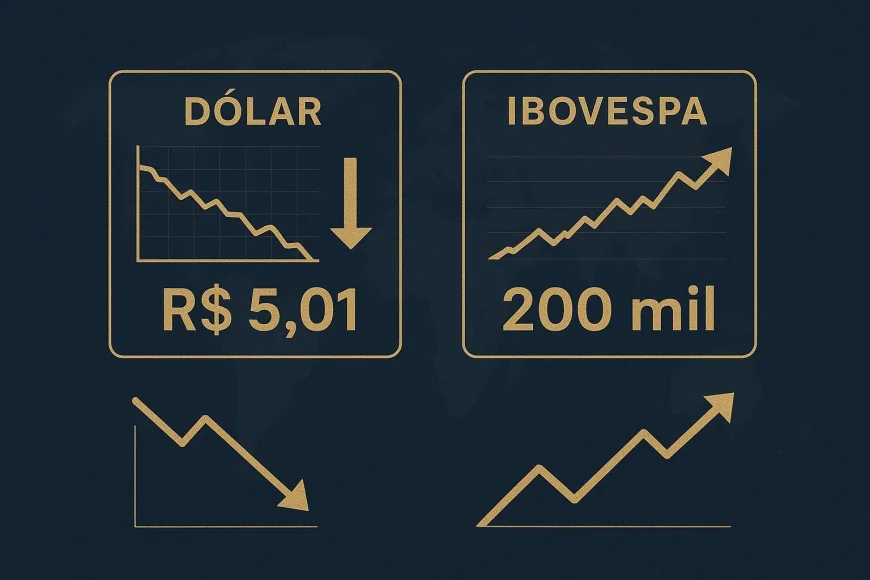 Dólar cai a R$ 5,01 e Ibovespa mira 200 mil