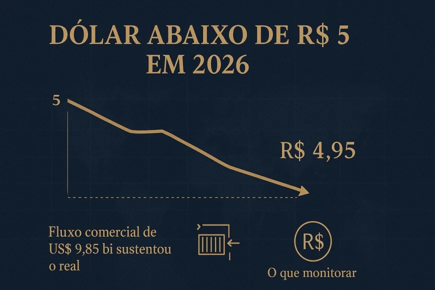 Dólar abaixo de R$ 5 em 2026
