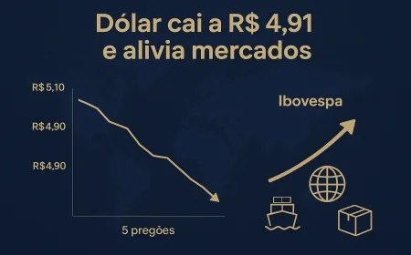 Dólar cai a R$ 4,91 e alivia mercados