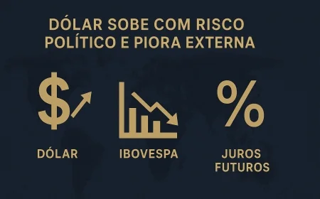 Dólar sobe com risco político e piora externa