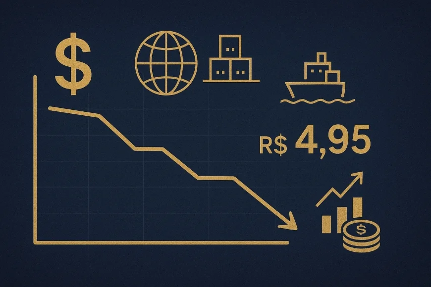 Dólar cai a R$ 4,95 e mexe com o caixa