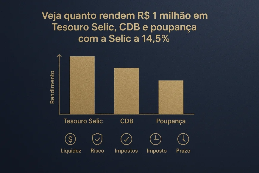 Tesouro, CDB ou poupança com Selic a 14,5%