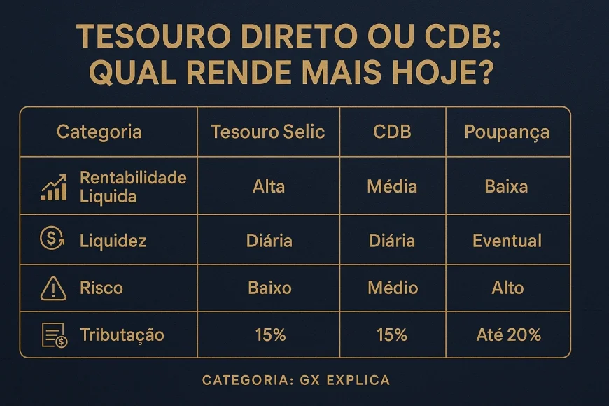 Tesouro Direto ou CDB: qual rende mais hoje?