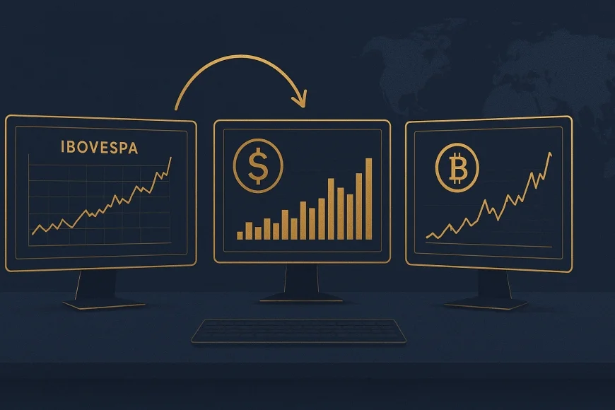 Mesa de operação analisando derivativo listado ligado a índice, câmbio e cripto