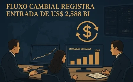 Fluxo cambial registra entrada de US$ 2,588 bi
