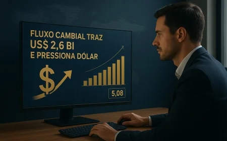 Fluxo cambial traz US$ 2,6 bi e pressiona dólar