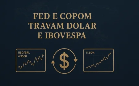 Fed e Copom travam dólar e Ibovespa