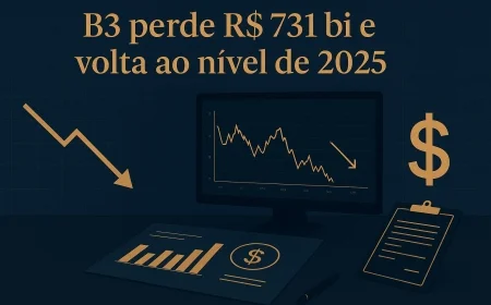 B3 perde R$ 731 bi e volta ao nível de 2025