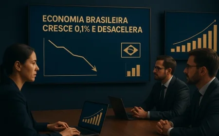 Economia brasileira cresce 0,1% e desacelera