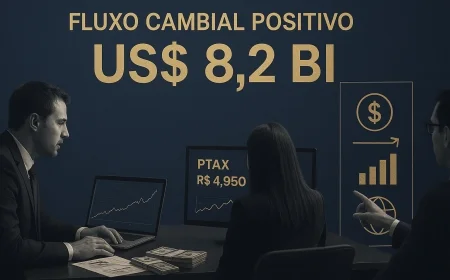 Fluxo cambial positivo soma US$ 8,2 bi