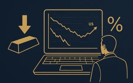 Ouro cai com dólar forte e juros altos