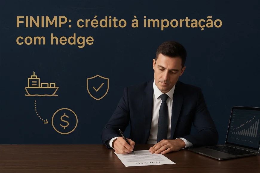 Analista financeiro revisando contrato de importação com proteção cambial