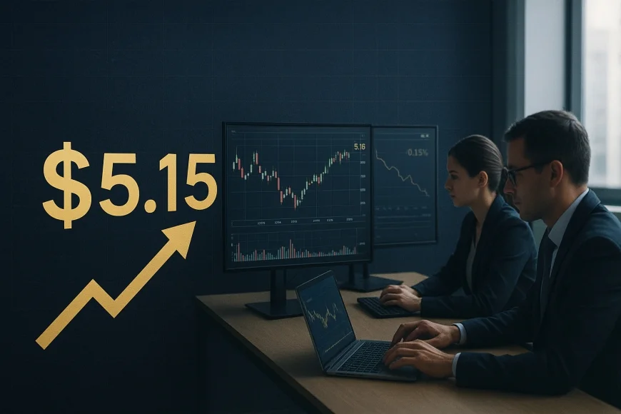 Analistas em mesa cambial observando dólar em alta e bolsa em queda