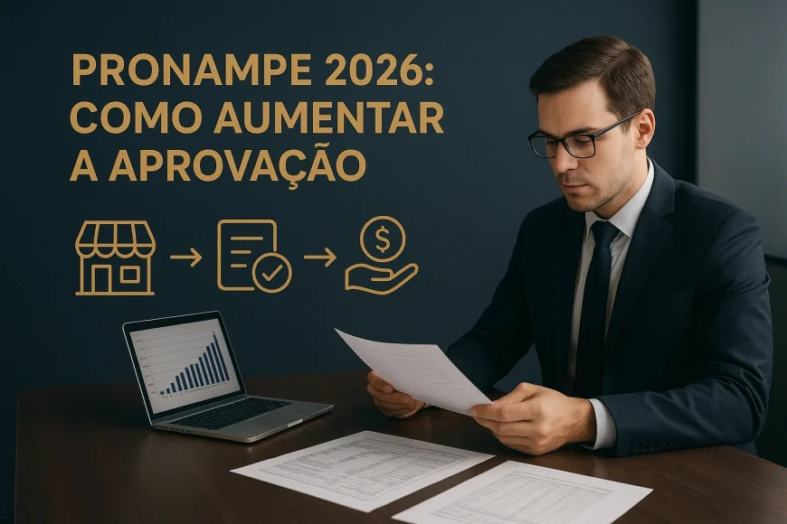 Analista financeiro revisando dossiê de PME para aprovação de capital de giro