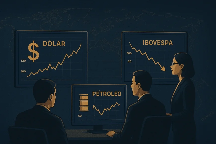 Analistas em mesa cambial monitoram dólar petróleo e Ibovespa sob tensão geopolítica