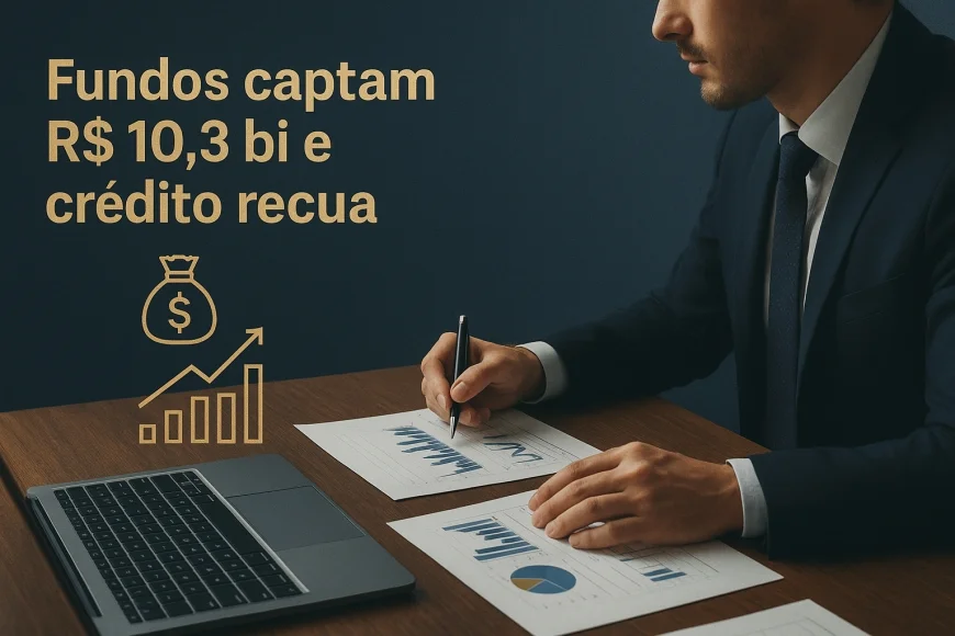 Analista financeiro revisando fluxos de fundos e crédito empresarial