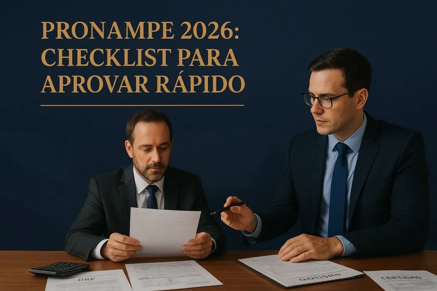 Empresário e analista revisando dossiê financeiro para crédito empresarial