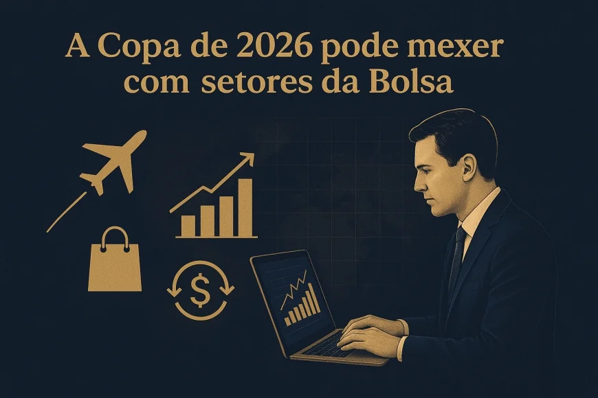 Investidor analisando gráficos de setores e câmbio antes da Copa