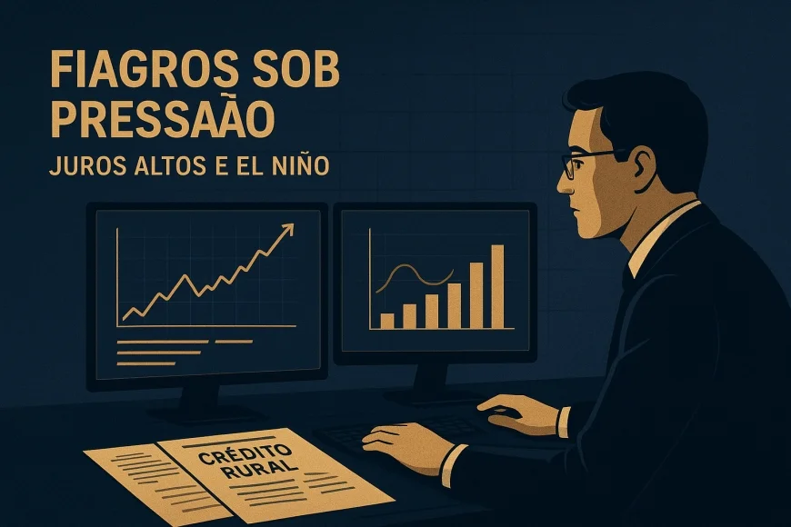 Analista financeiro avaliando safra, juros e risco de crédito rural