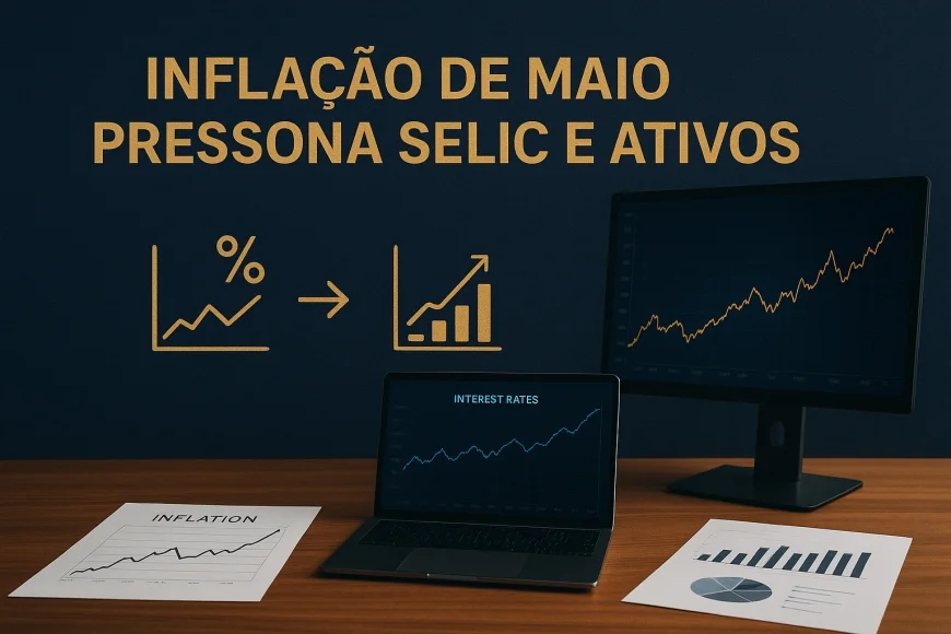Analista financeiro observando curva de juros e dados de inflação em tela