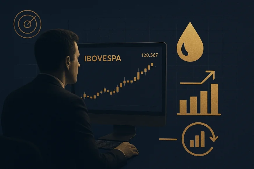 Analista acompanha telas de mercado com bolsa, petróleo e câmbio em destaque