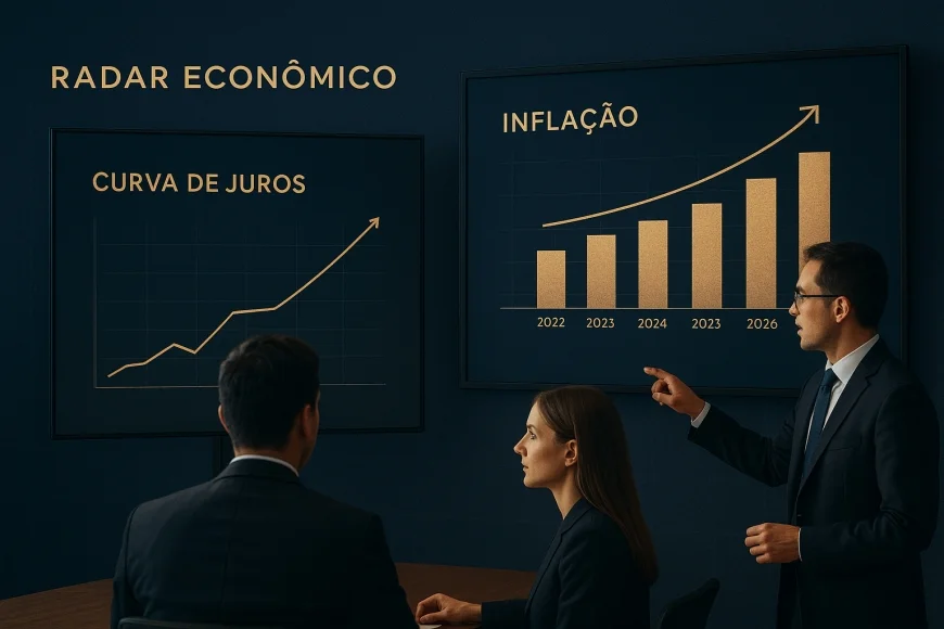 Analistas financeiros revisando curva de juros e inflação para 2026