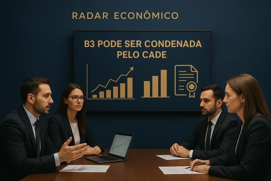 Analistas financeiros discutindo disputa regulatória em infraestrutura de mercado