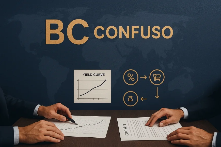 Executivos analisando gráficos de juros e contratos de crédito em reunião