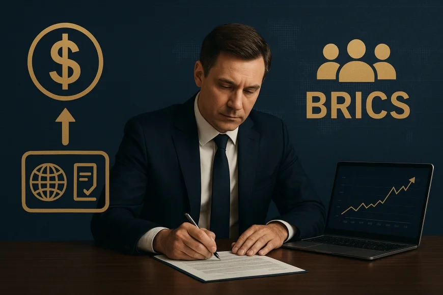 CFO analisando fluxo cambial e contratos de hedge em mesa corporativa