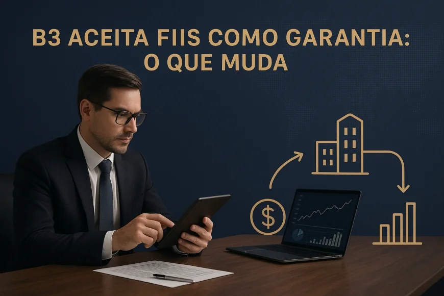 Gestor financeiro analisando carteira com fundos imobiliários e margem de risco