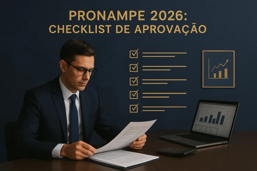 Gerente financeiro revisando documentos de crédito para análise do Pronampe