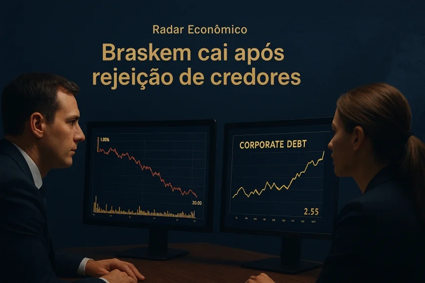 Analistas financeiros acompanham queda das ações e risco de dívida corporativa