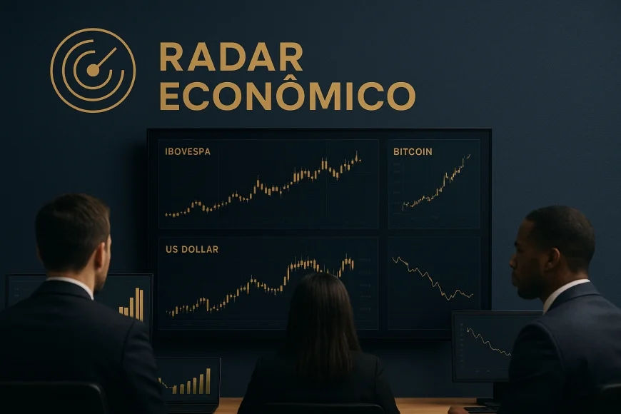Mesa de operação analisando derivativos de índice, dólar e bitcoin
