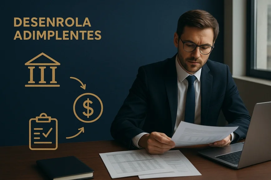 Gestor financeiro analisando renegociação de dívida com planilhas e garantias bancárias