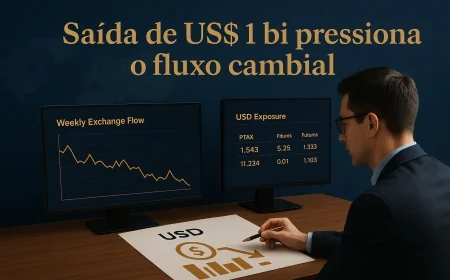 Saída de US$ 1 bi pressiona o fluxo cambial