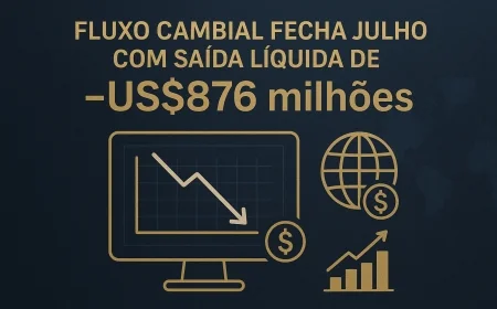 Fluxo cambial fecha julho com saída líquida de US$876 milhões