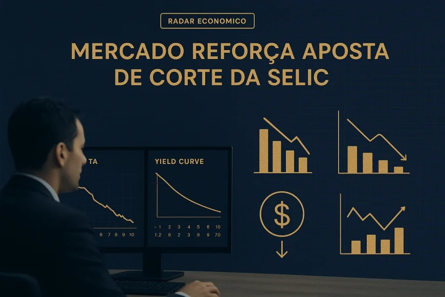 Analistas financeiros observando curva de juros e dados de emprego