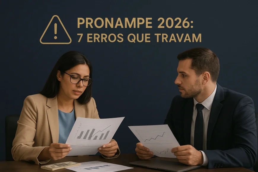 Empreendedor revisando documentos e fluxo de caixa com analista de crédito