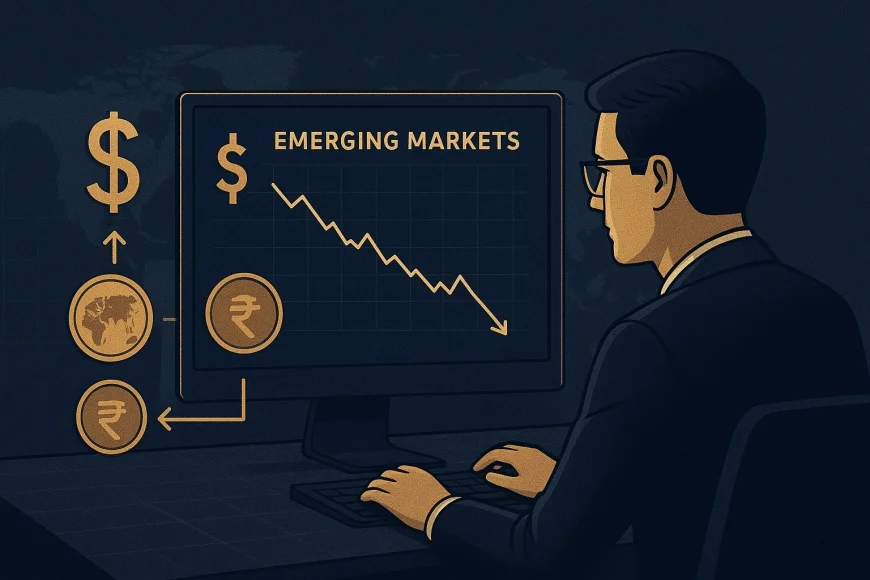 Analista acompanha gráfico de moedas emergentes e contratos de hedge