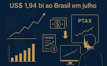 Fluxo cambial traz US$ 1,94 bi ao Brasil em julho