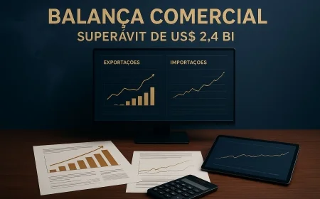 Balança comercial: superávit de US$ 2,4 bi