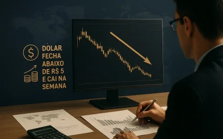 Dólar fecha abaixo de R$ 5 e cai na semana