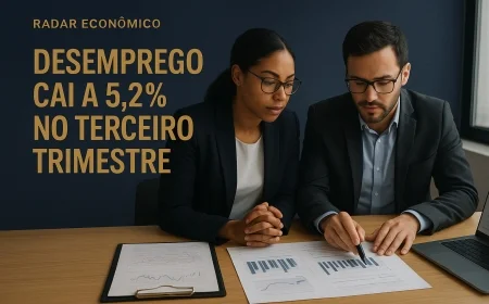 Desemprego cai a 5,2% no terceiro trimestre